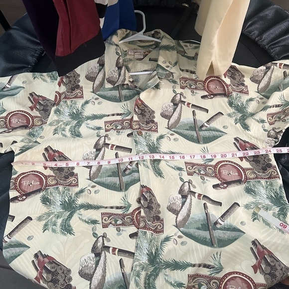 BAHIO BY IMP Men’s Button Down Shirt Short Sleeve Cigar Straw Hat XL 100% Silk - Picture 4 of 7